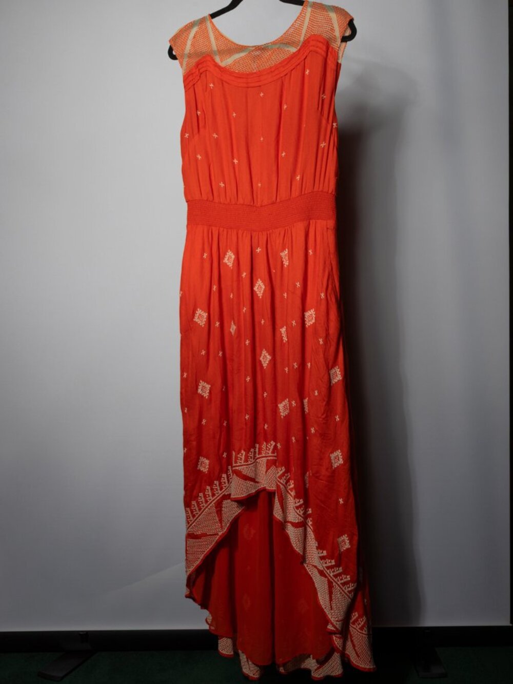 Anthropologie Floreat Nanette Embroidered High-Low Dress Orange Size 8